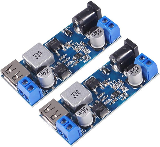 2Pcs Buck Converter 12V to 5V 5A USB Voltage Regulator DC 9V-36V Step down to DC 5V-5.3V 5.2V 3.5-6A Volt Transformer Power Supply Module for Phone Fast Charging (2Pcs)